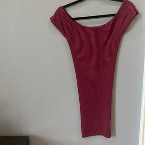 Medium, maroon, sweater, off shoulder mini